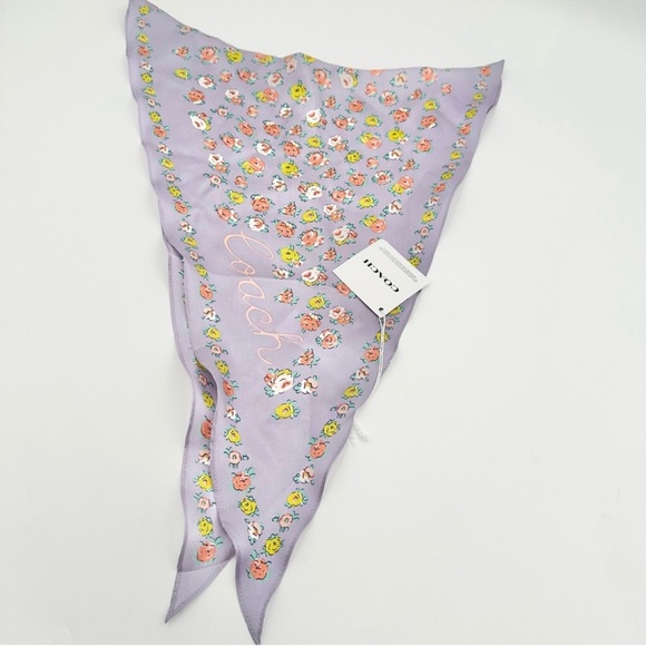 COACH Silk Scarf MIST Essential Tea Rose Diamond Scarf - Picture 4 of 6